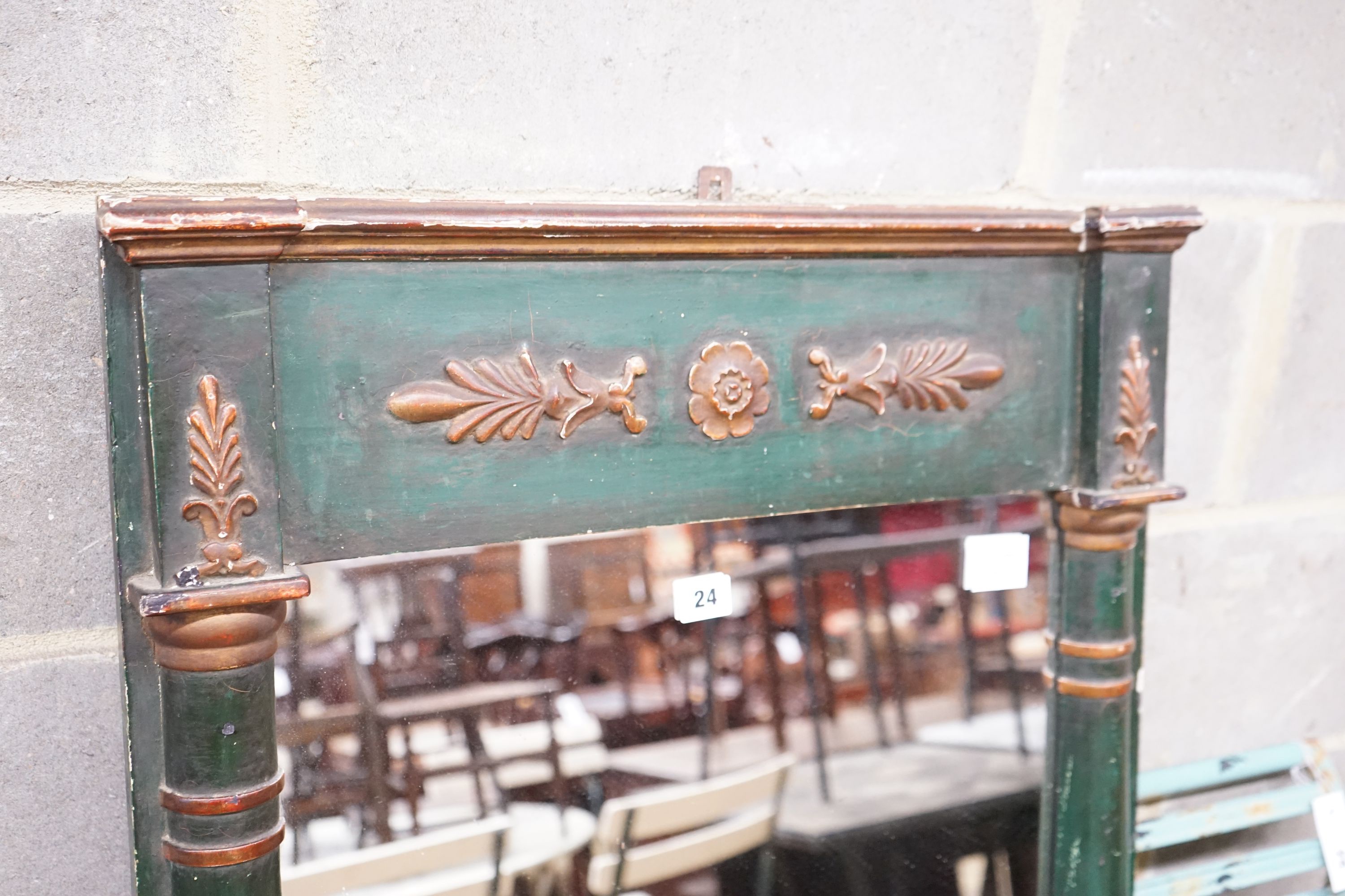 A Regency provinicial painted pier glass, width 62cm, height 96cm